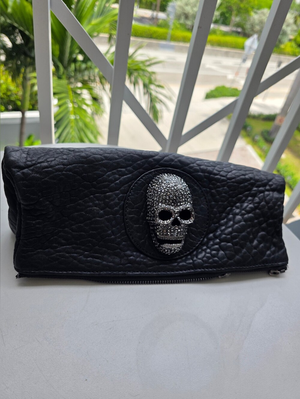 Thomas Wylde Black Leather Logo Plate Clutch